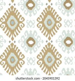 Ikat pattern seamless repeat vintage decor textile design organic hand made batik modern and
trendy boho blue brown