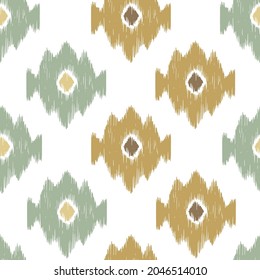 Ikat-Muster nahtlos wiederholen Vintage-Dekor Textil-Design organische Hand Batik modern und modern gemacht
trendiger bohellblauer Braun