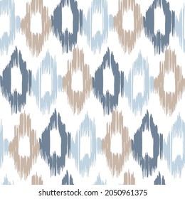 Ikat pattern seamless repeat vintage decor textile design organic hand made batik modern and
trendy boho blue brown
