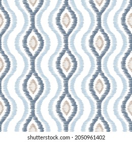 Ikat pattern seamless repeat vintage decor textile design organic hand made batik modern and
trendy boho blue brown