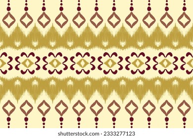 Ikat pattern seamless. Thai Ikat floral paisley embroidery background, golden motifs pattern.ethnic oriental pattern traditional.Aztec style abstract vector illustration.design for texture