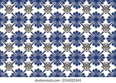 Padrão Ikat, sem emenda, papel de parede, textura, vetor, geométrico, tecido, design, vintage, ornamento, decoração, ilustração, têxtil, retro, arte, floral, quadrado, estilo, azulejo, linha, decoração, antiguidades, fas