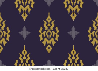 Ikat pattern seamless. Ikat pattern woven seamless paisley embroidery with motifs. Ethnic pattern oriental traditional Aztec African style. Ikat pattern seamless vector illustration.