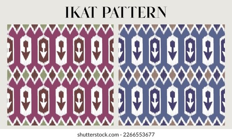 Ikat pattern set, Ikat geometric folklore ornament. Tribal ethnic vector texture. Seamless striped patter. Figure tribal embroidery. Indian, Scandinavian, Gyp sy, Asia design , folk pattern.
