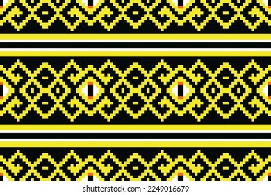 Ikat pattern textile art. folk embroidery, and Mexican style Ethnic Textile Motif ikat seamless pattern digital vector design for Print saree sari Kurti Borneo Fabric border brush symbols
