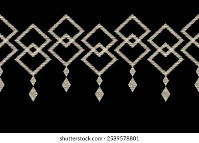 Ikat pattern traditional ethnic pattern ikat black motif fabric pattern geometric style. Embroidery ethnic oriental blck background wallpaper. Abstract,vector,illustration.Texture,frame,decoration.