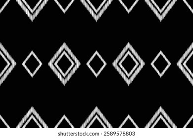 Ikat pattern traditional ethnic pattern ikat black motif fabric pattern geometric style. Embroidery ethnic oriental blck background wallpaper. Abstract,vector,illustration.Texture,frame,decoration.