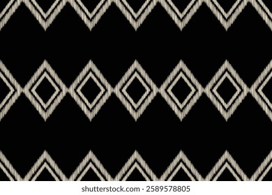 Ikat pattern traditional ethnic pattern ikat black motif fabric pattern geometric style. Embroidery ethnic oriental blck background wallpaper. Abstract,vector,illustration.Texture,frame,decoration.