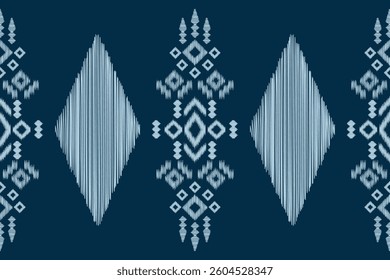Ikat pattern traditional ethnic pattern ikat motif fabric pattern geometric style. Embroidery ethnic oriental blue background wallpaper. Abstract,vector,illustration.Texture,frame,decoration.