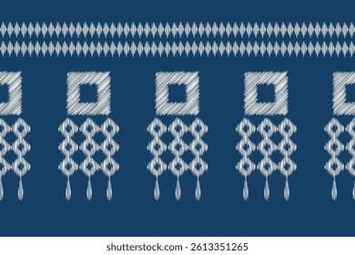Ikat pattern traditional ethnic pattern ikat motif fabric pattern geometric style. Embroidery ethnic oriental blue background wallpaper. Abstract,vector,illustration.Texture,frame,decoration.