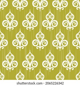 Ikat pattern - traditional textile product in Uzbekistan, silk fabric, produced using natural materials. Old technique school
