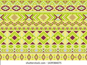 Ikat pattern tribal ethnic motifs geometric seamless vector background. Awesome indian tribal motifs clothing fabric textile print traditional design with triangle and rhombus shapes.