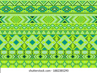 Ikat pattern tribal ethnic motifs geometric seamless vector background. Abstract indonesian tribal motifs clothing fabric textile print traditional design with triangle and rhombus shapes.