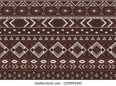 Ikat pattern tribal ethnic motifs geometric seamless vector background. Modern indian tribal motifs clothing fabric textile print traditional design with triangle and rhombus shapes.