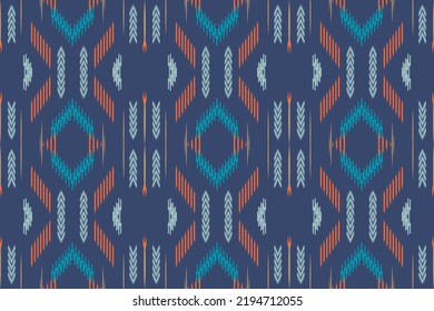 Ikat pattern tribal ethnic motifs geometric seamless vector in tribal, folk embroidery, and Mexican style. Aztec geometric art ornament print. Design for carpet, wallpaper, clothing, wrapping, fabric