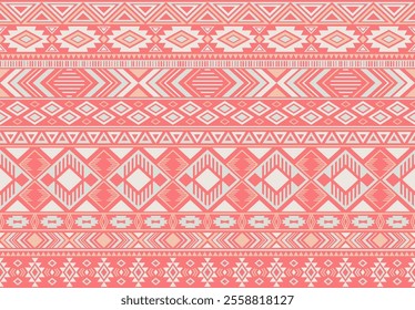 Ikat pattern tribal ethnic motifs geometric seamless vector background. Awesome ikat tribal motifs clothing fabric textile print traditional design with triangle and rhombus shapes.