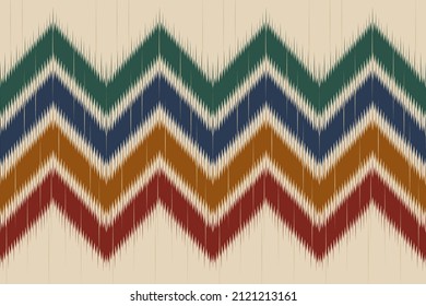 Patrón de ikat en las tribus. La etnia geométrica es tradicional. Estilo de rayas mexicanas. Diseño para fondo, papel pintado, ilustración vectorial, tela, ropa, batik, alfombra, bordado.