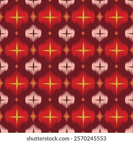 Ikat Pattern with Vibrant Red and Gold Tones