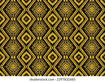 Ikat pattern yellow fabric figure Abstract Aztec symbol illustration geometric shape vector pattern Ethic nature native tribal background backdrop wallpaper print textile clothing fashion decorative 