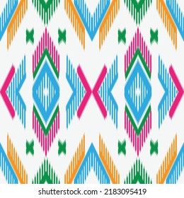 Ikat patterned fabric Traditional oriental ethnic geometric pattern seamless. Aztec fabric pattern background. Design for wallpaper, illustration, fabric, apparel, carpet, fabric, batik, embroidery.