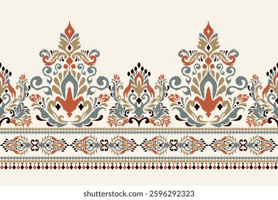 Ikat pattern,Ikat floral pattern,Ikat ethnic oriental pattern,vector illustration,Aztec style,abstract background,hand drawn embroidery.design for texture,fabric,clothing,decoration,print,sarong,sari.