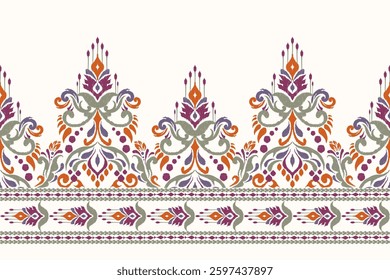 Ikat pattern,Ikat floral pattern,Ikat ethnic oriental pattern,vector illustration,Aztec style,abstract background,hand drawn embroidery.design for texture,fabric,clothing,decoration,print,sarong,shirt