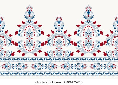 Ikat pattern,Ikat Floral Pattern on white background,vector illustration,Ikat ethnic oriental pattern,damask embroidery,Italian silk.design for texture,fabric,clothing,wrapping,decoration,sarong,print