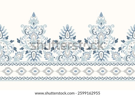 Ikat pattern,Ikat Floral Pattern on white background,vector illustration,Ikat ethnic oriental pattern,damask embroidery,Italian silk.design for texture,fabric,clothing,wrapping,decoration,sarong,print