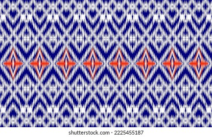 ikat pattern.vector ethnic geometric fabric pattern.blue and white cloth background.Sarong pattern.vector seamless abstract fabric pattern.wallpaper,clothing,wrapping,batik,fabric,embroidery.