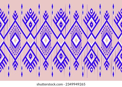 Ikat Pink fabric seamless pattern traditional geometric pattern. Asiatic style for clothing, background, home decoration. Matmi Vector background collection.