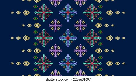 Ikat Pixel ethnische nahtlose Muster Dekoration Design. Aztekteppich boho mandalas Stofftapeten. Stammes einheimisches Motiv-Ornamente afrikanischer Folk-Tradition.