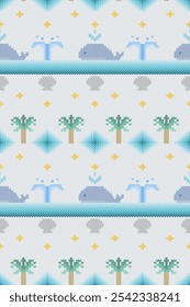 Ikat pixel geometric pastel abstract oriental decoration seamless pattern. Perfect embroidery design for fabric, knitting, knitwear, sweater, clothing, embroidery, ornament, texture, textile, fashion