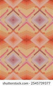 Ikat pixel geometric pastel abstract oriental decoration seamless pattern. Perfect embroidery design for fabric, knitting, knitwear, sweater, clothing, embroidery, ornament, texture, textile, fashion