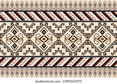 Ikat pixel paisley ethnic seamless pattern decoration design. 
Aztec fabric carpet boho mandalas textile wallpaper. 
Cross Stitch. Geometric ethnic patterns.