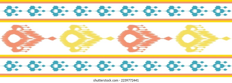 Ikat pixels art ethnic seamless pattern design. Tribal boho carpet african american native ornaments turkish India traditional embroidery vector.  Aztec fabric motif folklore textile wallpaper 