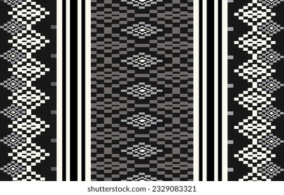 Ikat Pixels pattrn. Seamless, repeat pattern, Border, design decoration, book cover, Tshirt, print on demand. Ethnic, Tribal, black and white, grey, purple, pink, yellow, blue.