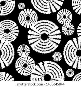 Ikat. Polka dots seamless pattern. Multicolored. Ethnic print. Boho. Simple design. Vector geometric background. Can be used in printing, textile, wrapping, web-design.