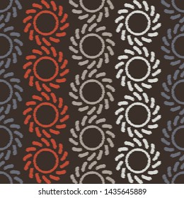 Ikat. Polka dots seamless pattern. Multicolored. Ethnic print. Boho. Simple design. Vector geometric background. Can be used in printing, textile, wrapping, web-design.
