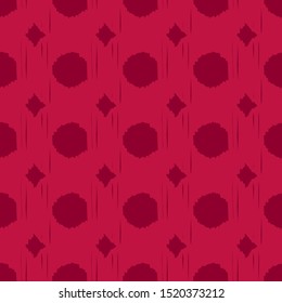 Ikat. Polka dots seamless pattern. Multicolored. Ethnic print. Boho. Simple design. Vector geometric background. Can be used in printing, textile, wrapping, web-design.