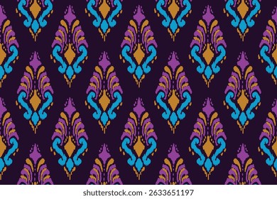 ikat print embroidery, Patterns ethnic oriental iKat pattern traditional design for background backdrop carpet wallpaper clothing batik fabric tribal textile vector illustration.