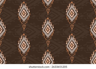 ikat bordado de impresión, patrones étnicos orientales iKat patrón diseño tradicional para el fondo de la alfombra de Fondo de pantalla de la ropa de tela de batik tribal textil Ilustración vectorial.