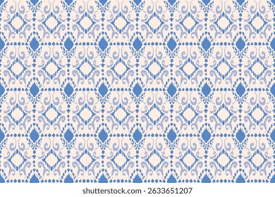 ikat impressão bordado, Padrões padrão étnico oriental iKat design tradicional para fundo tapete pano de fundo papel de parede tecido batik tecido têxtil tribal ilustração vetor.