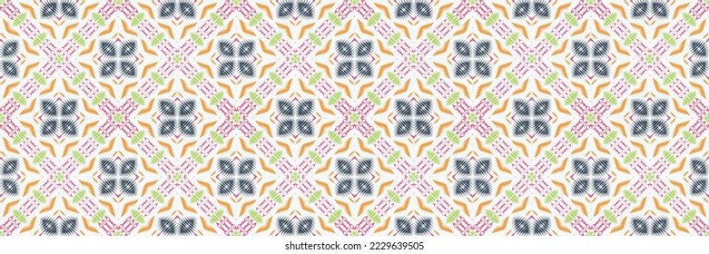 Ikat prints tribal color Seamless Pattern. Ethnic Geometric Batik Ikkat Digital vector textile Design for Prints Fabric saree Mughal brush symbol Swaths texture Kurti Kurtis Kurtas