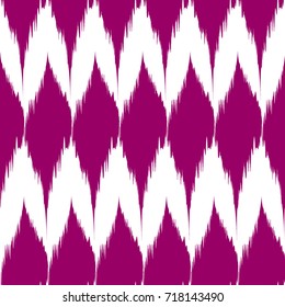 Ikat purple vector seamless pattern  curtain, textile design, bed linen, wallpaper, surface texture background.
