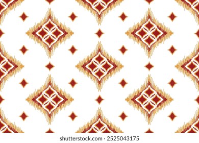 Ikat red  Abstract Ethnic Art, Seamless Pattern in Tribal, Folk Embroidery, and Mexican Style, Aztec Geometric Ornament Print, Design for Carpet, Wallpaper, Wrapping, Fabric, Clothing