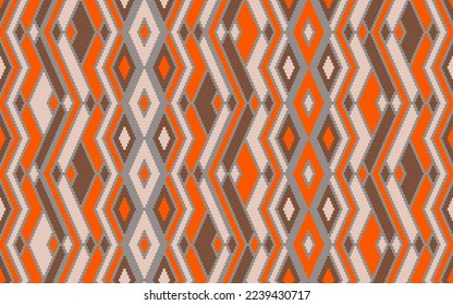 Ikat rhombus ethnic tribal motifs vector geometric pattern. Mosaic chevron texture turkish ornament. Textile repeat pattern. Fashion flat ornament. Ethnic ornamental motif