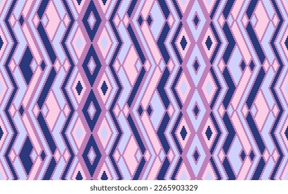 Ikat rhombus ethnic tribal motifs vector geometric pattern. Embroidery batik patchwork native indian ornament. Tapestry endless pattern. Interior decor boho ornament. Cute background.