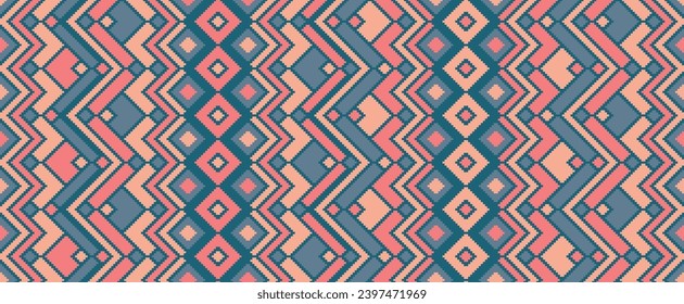 Motivos étnicos tribales de Ikat rhombus vectoriales patrones geométricos. Cornamento mexicano de batik de bordado. Patrón de repetición de alfombras. La decoración interior es de estilo bohemio. Diseño tribal de Ikat.