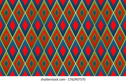 Ikat rhombus façonne un motif géométrique harmonieux. Décor chic en grille or.  Mosaïque de papier peint rhombus motif harmonieux. Motif d'arrière-plan motif rétro.