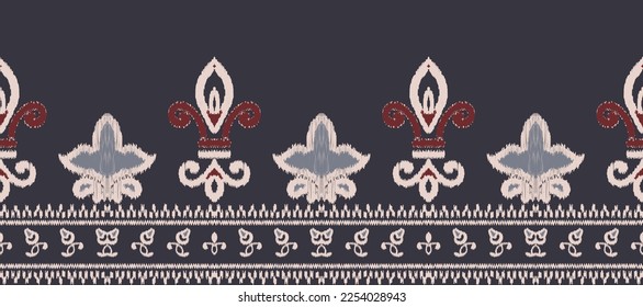 Ikat saree motifs embroidery. ikkat fabric.geometric ethnic oriental pattern traditional. Ikat Aztec style abstract vector illustration.design for texture,fabric,decoration,carpet,saree,sari